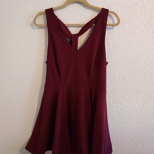 NWoT B.Darlin Red 15/16 Sleeveless V-Neck Tie-Back Fit & Flare Scuba Crepe Dress